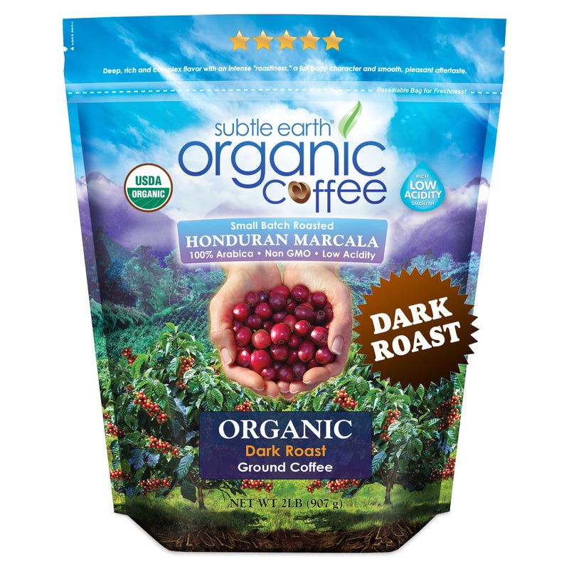 Cafe Don Pablo 2LB Subtle Earth Organic Coffee - Dark Roast - Whole Bean Coffee - 100% Arabica Beans - Low Acidity and Non-GMO - 2lb bag - Image 1